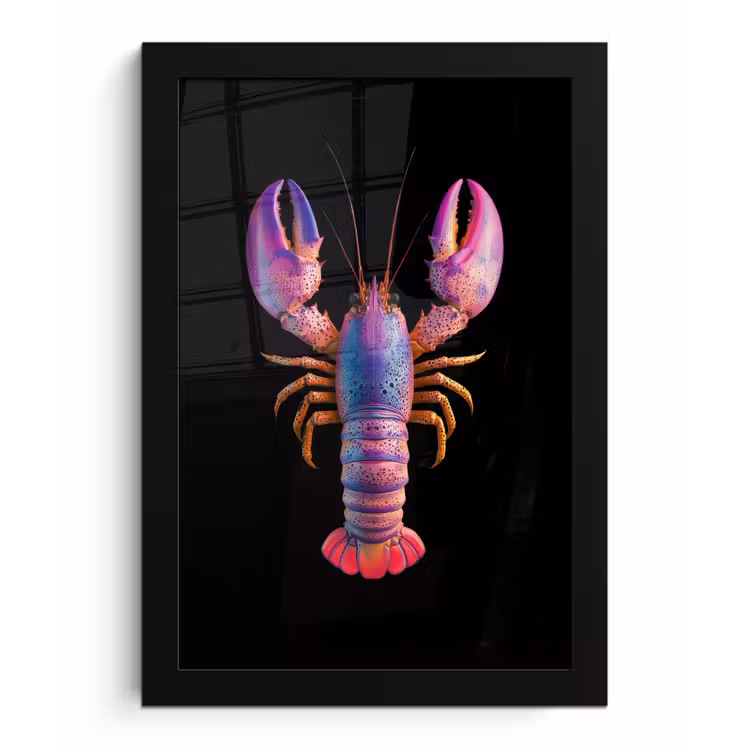 Kreeft - Paars - Roze - Zwart - Stippen - Lila fotolijst zwart zonder passe partout klein -3d