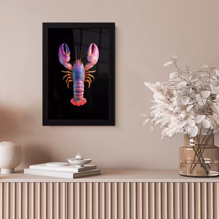 Kreeft - Paars - Roze - Zwart - Stippen - Lila fotolijst zwart zonder passe partout klein -sfeer5