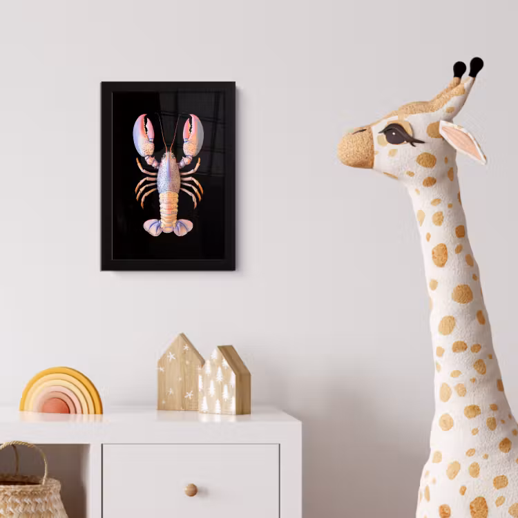 Kreeft - Roze - Zacht - Zwart fotolijst zwart zonder passe partout klein -usfeer4_kinderkamer