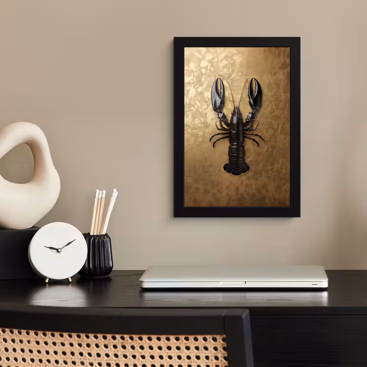 Kreeft - Zwart - Goud - Luxe fotolijst zwart zonder passe partout klein -sfeer1