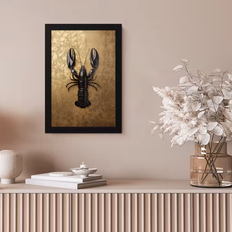 Kreeft - Zwart - Goud - Luxe fotolijst zwart zonder passe partout klein -sfeer5