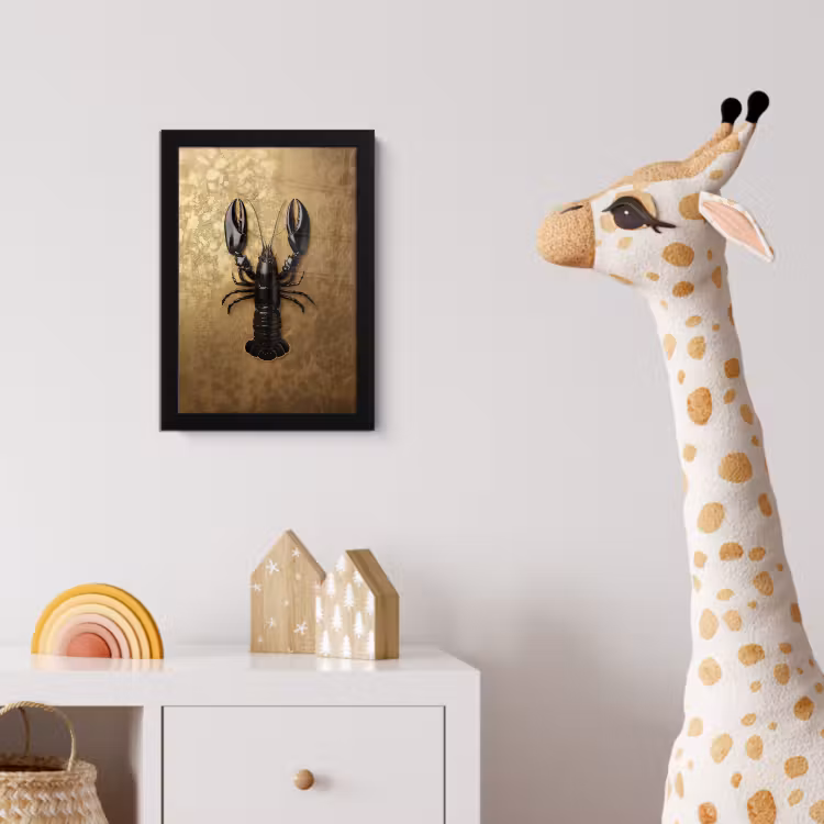 Kreeft - Zwart - Goud - Luxe fotolijst zwart zonder passe partout klein -usfeer4_kinderkamer