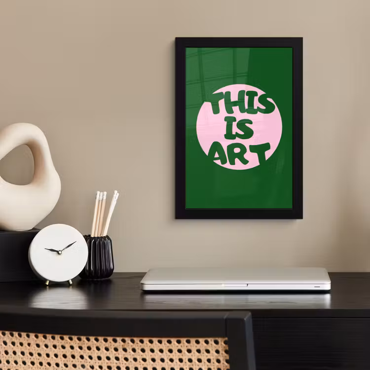 Cirkel - Roze - Tekst - Art fotolijst zwart zonder passe partout klein -sfeer1