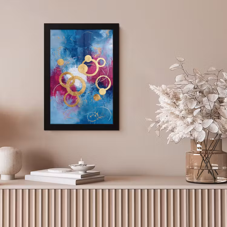 Cirkels - Goud - Abstract fotolijst zwart zonder passe partout klein -sfeer5