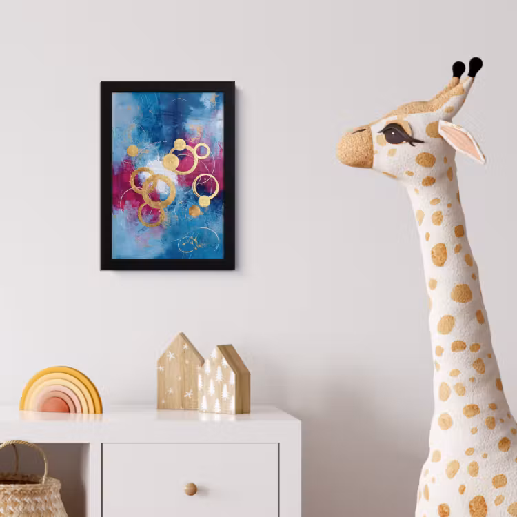 Cirkels - Goud - Abstract fotolijst zwart zonder passe partout klein -usfeer4_kinderkamer
