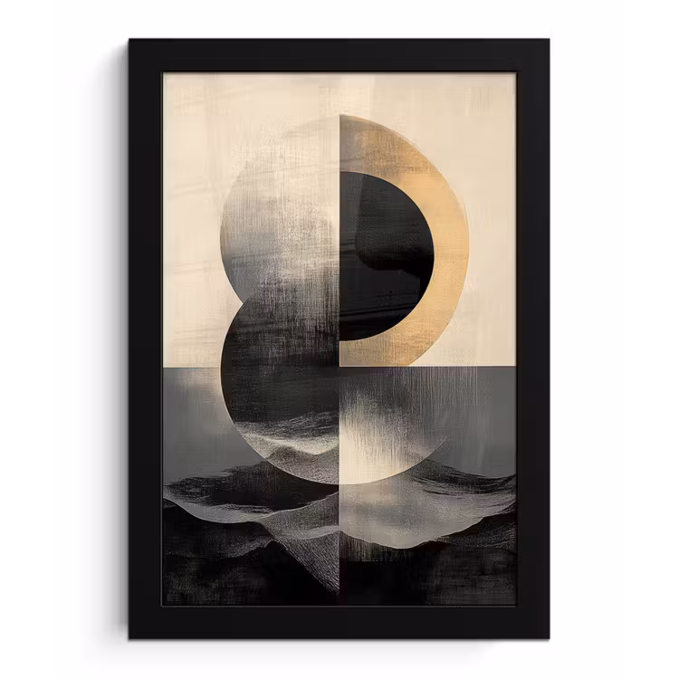 Cirkels - Schaduw - Abstract fotolijst zwart zonder passe partout klein -3d