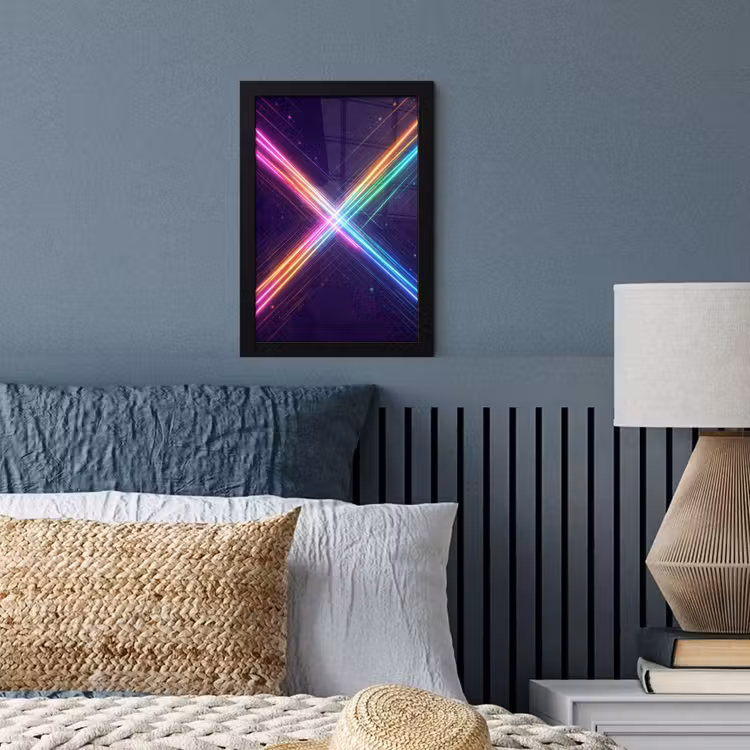 Kruisen - Lasterstralen - Neon fotolijst zwart zonder passe partout klein -sfeer3