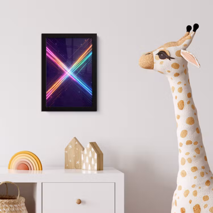 Kruisen - Lasterstralen - Neon fotolijst zwart zonder passe partout klein -usfeer4_kinderkamer