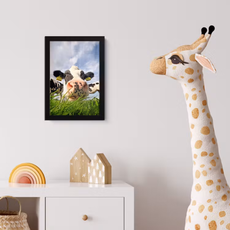 Koe - Boerderij - Gras - Dieren fotolijst zwart zonder passe partout klein -usfeer4_kinderkamer