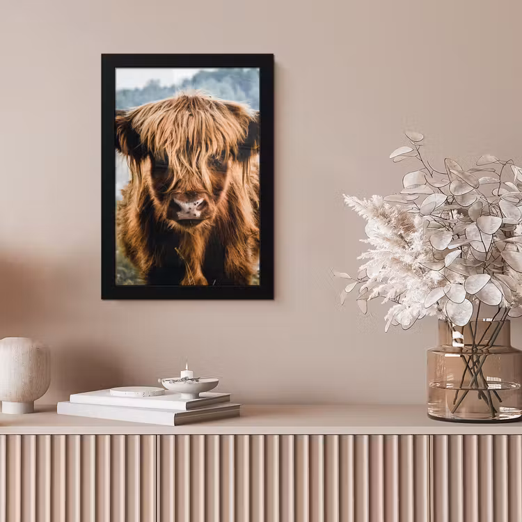 Koeien - Schotse hooglander - Bruin - Natuur fotolijst zwart zonder passe partout klein -sfeer5
