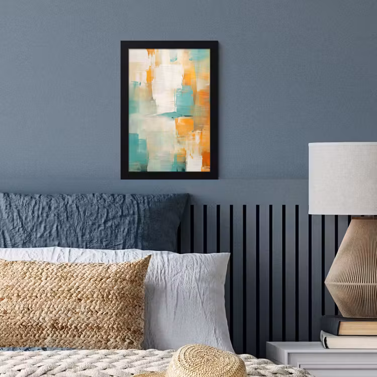 Kunst - Abstract - Blauw - Wit fotolijst zwart zonder passe partout klein -sfeer3