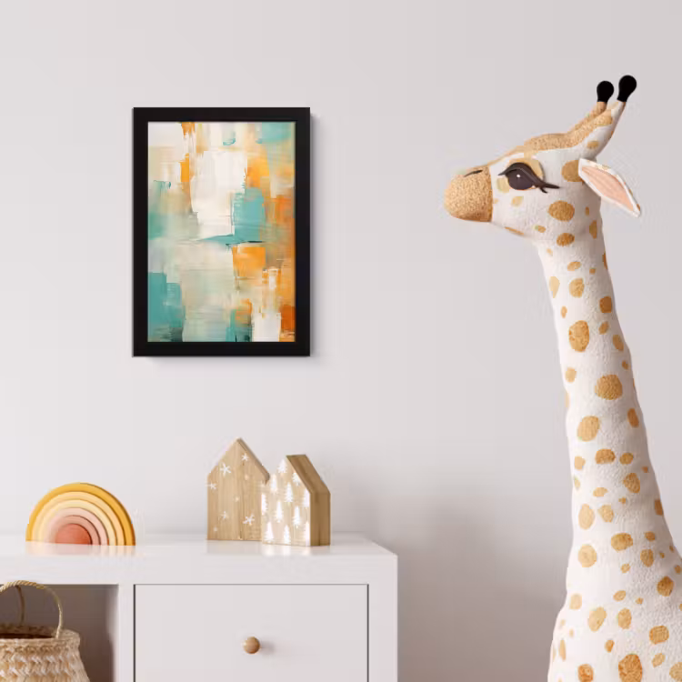 Kunst - Abstract - Blauw - Wit fotolijst zwart zonder passe partout klein -usfeer4_kinderkamer