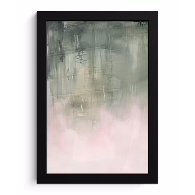 Kunst - Abstract - Modern - Groen - Roze fotolijst zwart zonder passe partout klein -3d