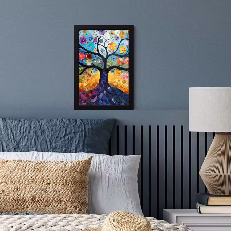 Kunst - Levensboom - Bloemen - Hippie fotolijst zwart zonder passe partout klein -sfeer3