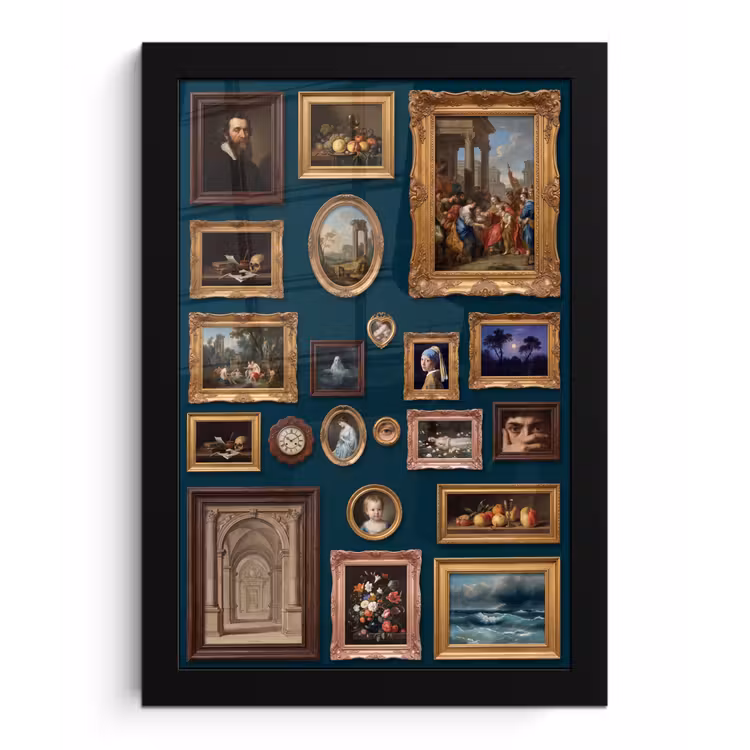 Kunst - Schilderijen - Decoratie - Klassiek - Groen fotolijst zwart zonder passe partout klein -3d