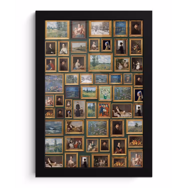 Kunst - Schilderijen - Collectie - Klassiek - Groen fotolijst zwart zonder passe partout klein -3d