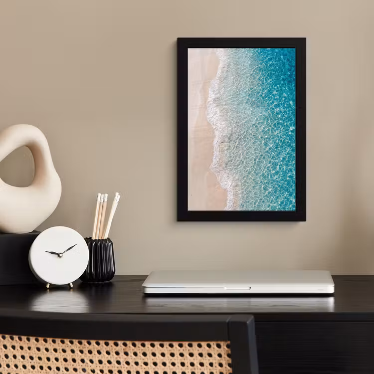 Kust - Zand - Blauw fotolijst zwart zonder passe partout klein -sfeer1