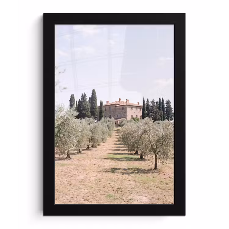 Bilder mit Rahmen - Landhaus – Olivenbaum – Obstgarten - Landhuis - olijfboom - gaard fotolijst zwart zonder passe partout klein