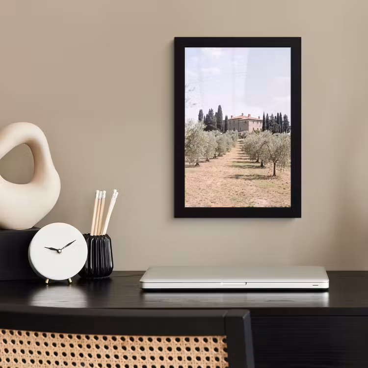 Bilder mit Rahmen - Landhaus – Olivenbaum – Obstgarten - Landhuis - olijfboom - gaard fotolijst zwart zonder passe partout klein