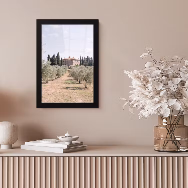 Bilder mit Rahmen - Landhaus – Olivenbaum – Obstgarten - Landhuis - olijfboom - gaard fotolijst zwart zonder passe partout klein