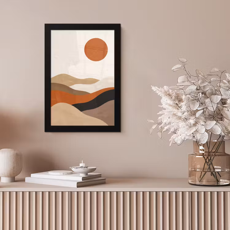 Landschap - Heuvels - Zon - Abstract - Oranje fotolijst zwart zonder passe partout klein -sfeer5