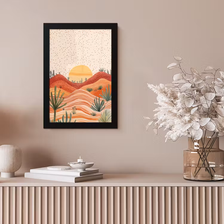 Landschap - Heuvels - Zonsondergang fotolijst zwart zonder passe partout klein -sfeer5