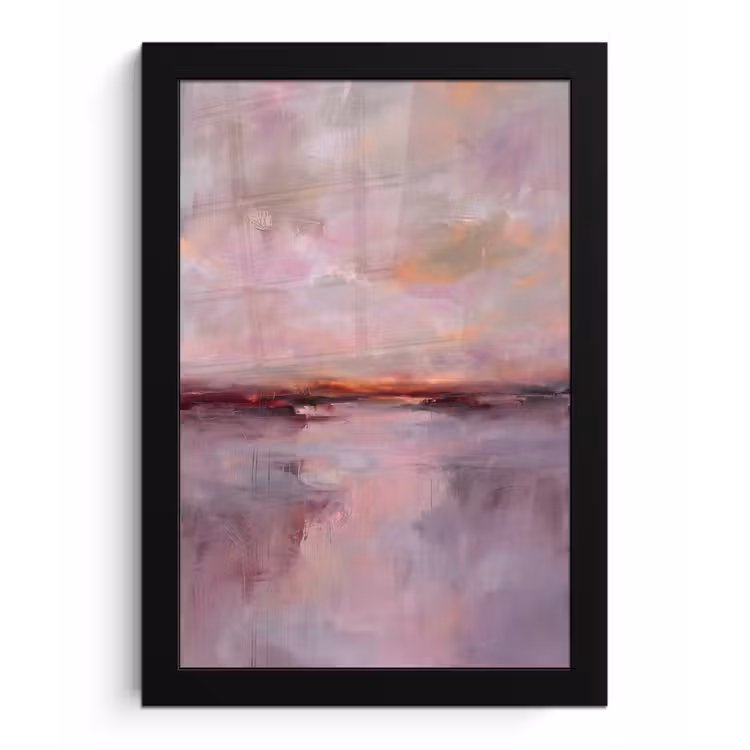Landschap - Zonsondergang - Abstract - Modern - Roze fotolijst zwart zonder passe partout klein -3d