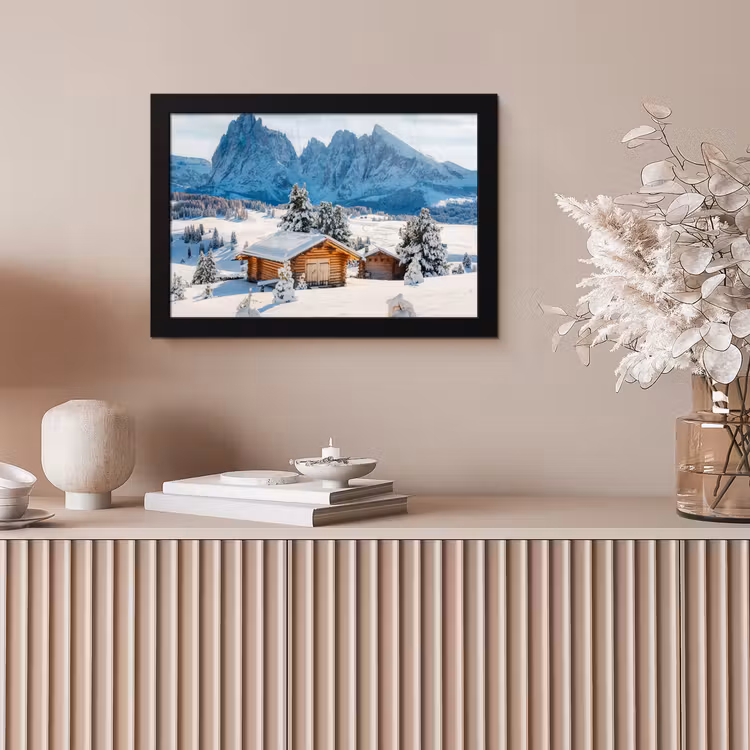 Landschap - Winter - Sneeuw fotolijst zwart zonder passe partout klein -sfeer5
