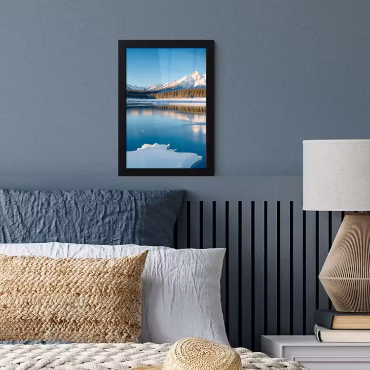 Landschap - Winter - Meer - Bergen - Uitzicht - IJs fotolijst zwart zonder passe partout klein -sfeer3