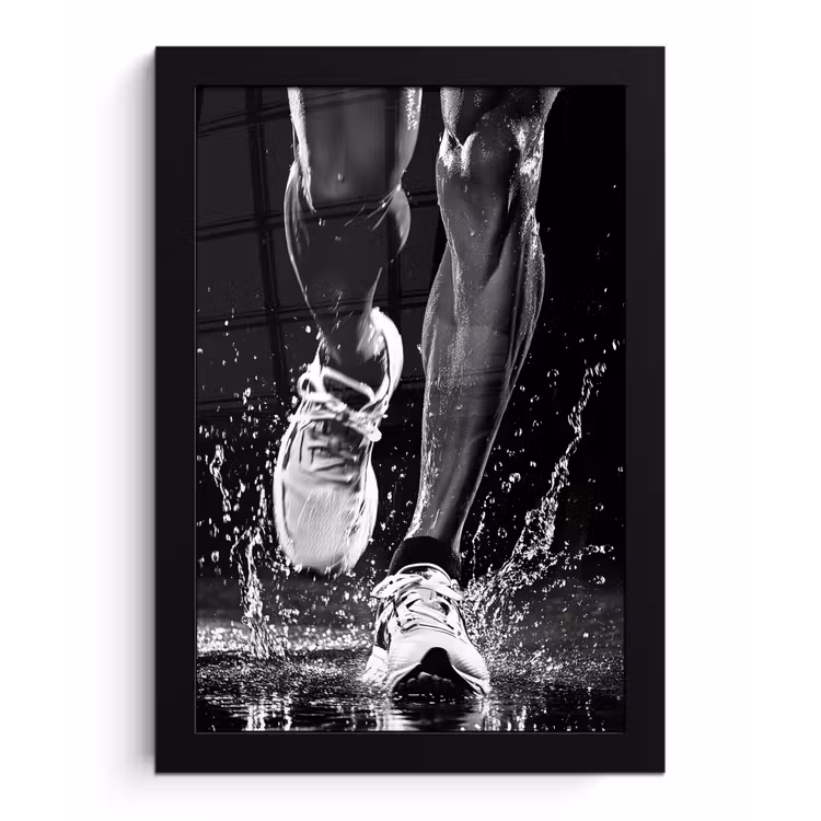 Hardloopschoenen - Rennen - Druppels - Zwart fotolijst zwart zonder passe partout klein -3d
