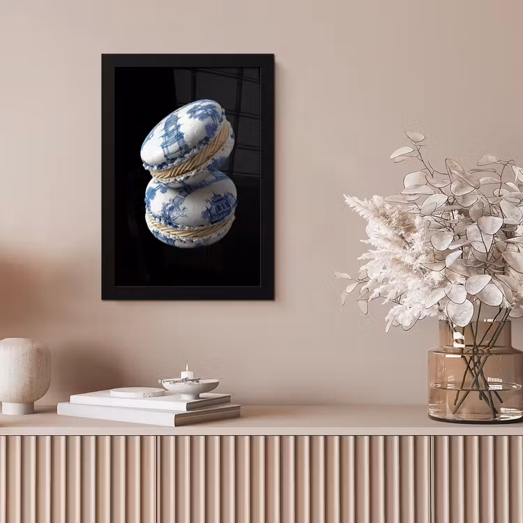 Eten - Macarons - Delfts blauw - Koekjes fotolijst zwart zonder passe partout klein -sfeer5
