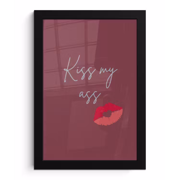 Kiss my ass - Lip - Bordeaux fotolijst zwart zonder passe partout klein -3d