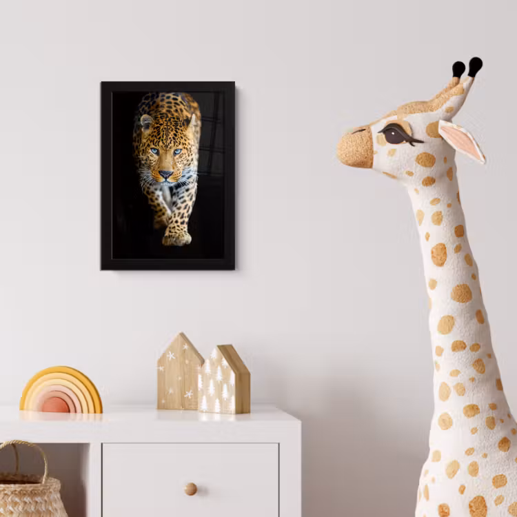 Luipaard - Dieren - Portret - Wilde dieren - Zwart fotolijst zwart zonder passe partout klein -usfeer4_kinderkamer