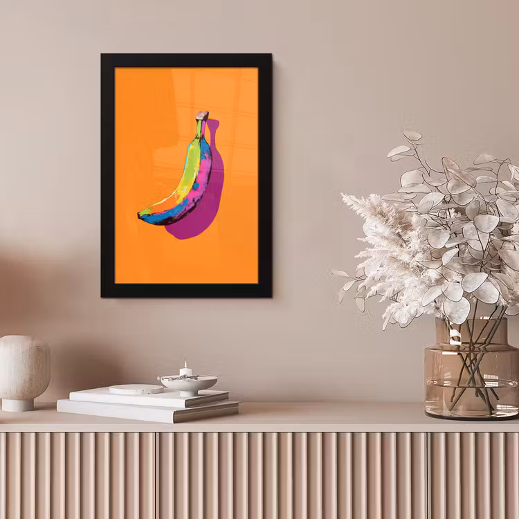 Felle kleuren - Banaan - popart fotolijst zwart zonder passe partout klein -sfeer5