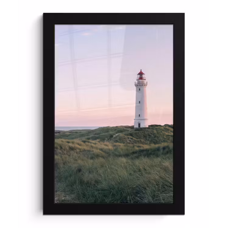 Vuurtoren - Duinlandschap - Zee fotolijst zwart zonder passe partout klein -3d