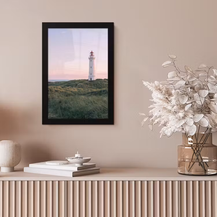 Vuurtoren - Duinlandschap - Zee fotolijst zwart zonder passe partout klein -sfeer5