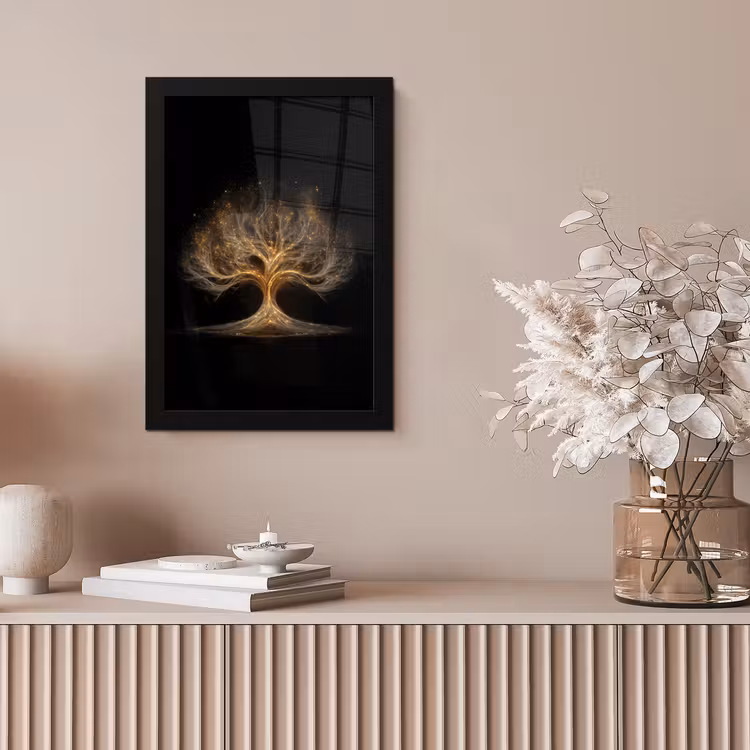 Lichtjes - Boom - Abstract - Zwart fotolijst zwart zonder passe partout klein -sfeer5