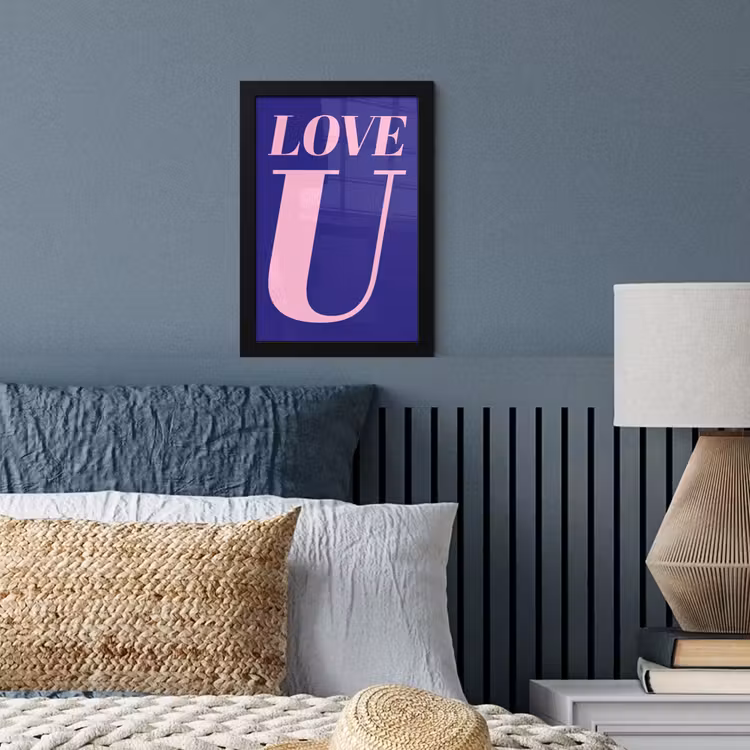 Love - Blauw - Valentijn fotolijst zwart zonder passe partout klein -sfeer3