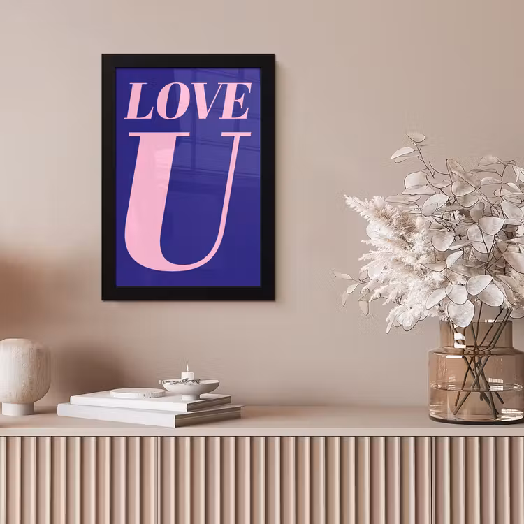 Love - Blauw - Valentijn fotolijst zwart zonder passe partout klein -sfeer5
