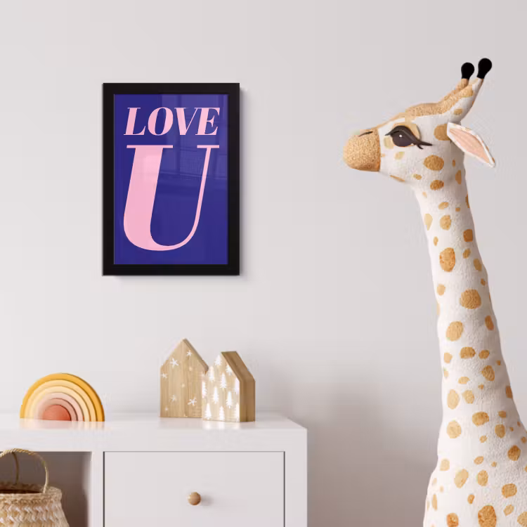 Love - Blauw - Valentijn fotolijst zwart zonder passe partout klein -usfeer4_kinderkamer