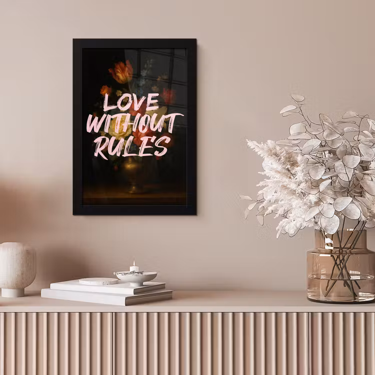 Liefde - Modern - Bloemen fotolijst zwart zonder passe partout klein -sfeer5