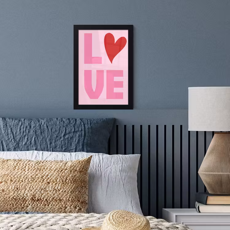Love - Roze - Hart - Valentijn fotolijst zwart zonder passe partout klein -sfeer3