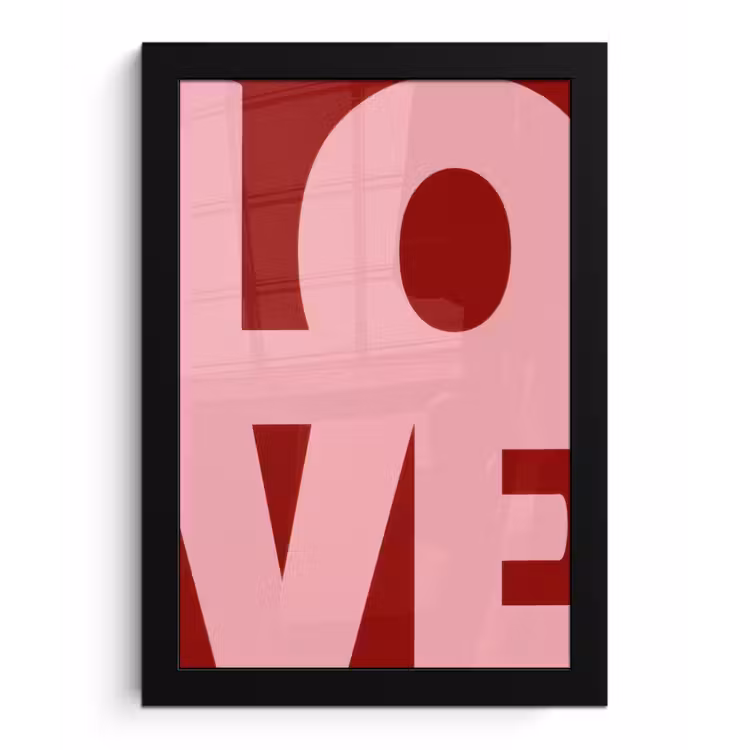 Love - Rood - Blokletters fotolijst zwart zonder passe partout klein -3d