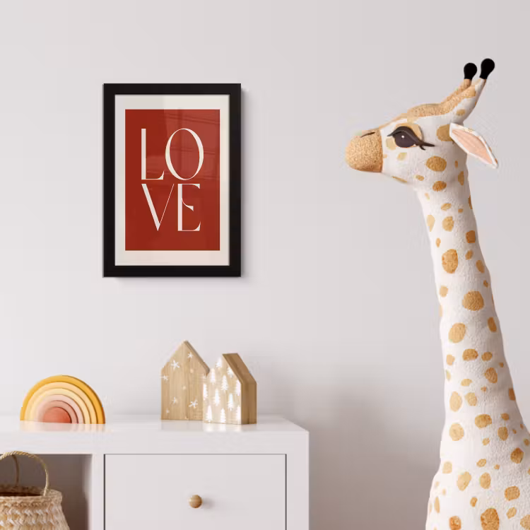 Love - Rood - Minimalistisch fotolijst zwart zonder passe partout klein -usfeer4_kinderkamer