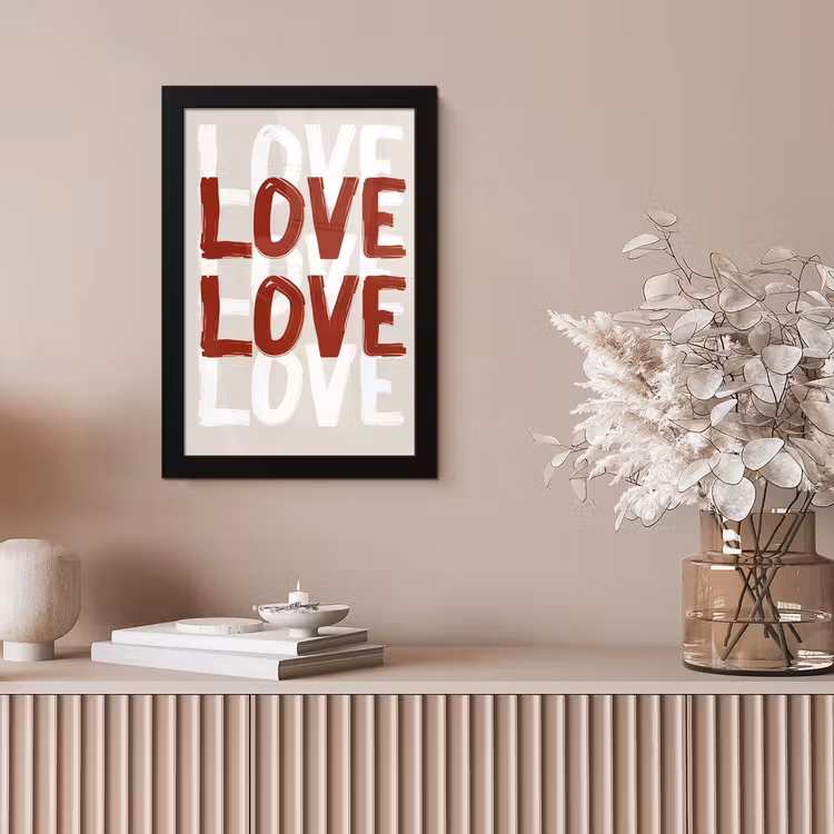 Love - Rood - Tekst fotolijst zwart zonder passe partout klein -sfeer5