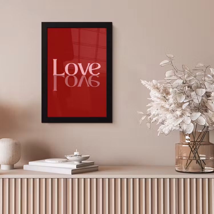 Love - Spiegeling - Rood fotolijst zwart zonder passe partout klein -sfeer5