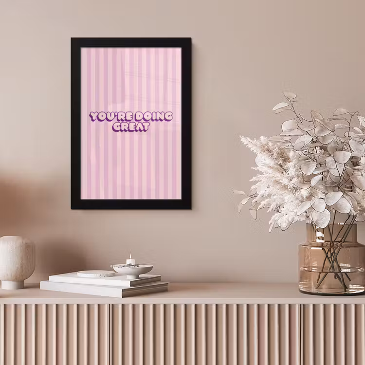 Paars - Strepen - You're doing great - Schaduw fotolijst zwart zonder passe partout klein -sfeer5