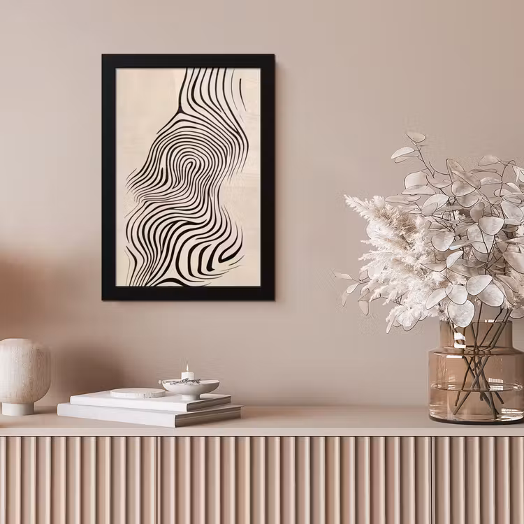 Lijnen - Abstract - Golvend - Zwart fotolijst zwart zonder passe partout klein -sfeer5