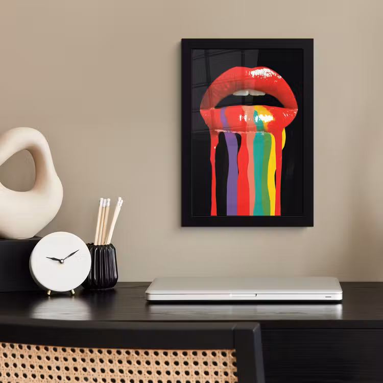 Lippen - Kleuren - Zwart fotolijst zwart zonder passe partout klein -sfeer1