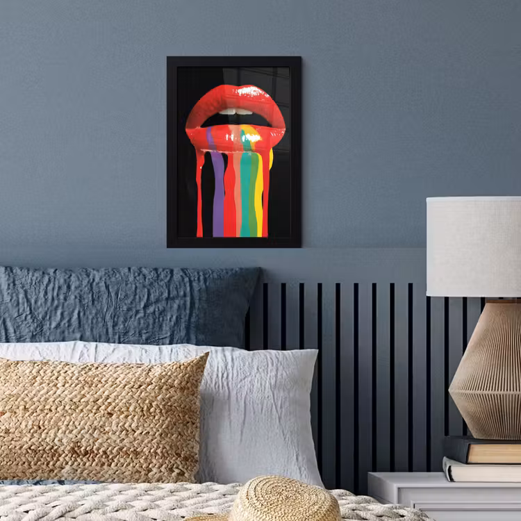 Lippen - Kleuren - Zwart fotolijst zwart zonder passe partout klein -sfeer3
